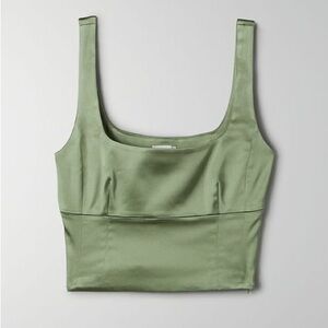 Aritzia Top | Wilfred Shine Bustier | Sage Green